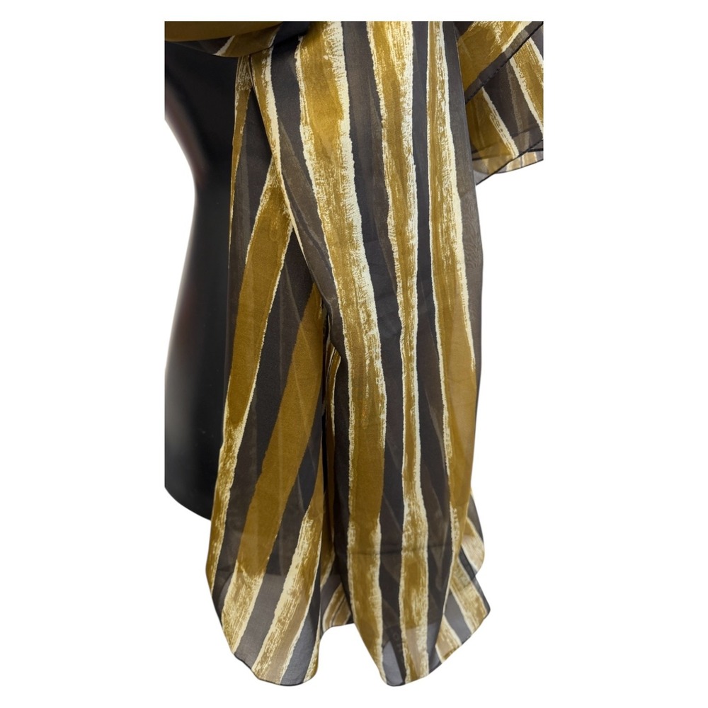 Echo Womens Striped XLarge Scarf Wrap Brown Mustard Polyester‎ Flawed - Picture 2 of 6